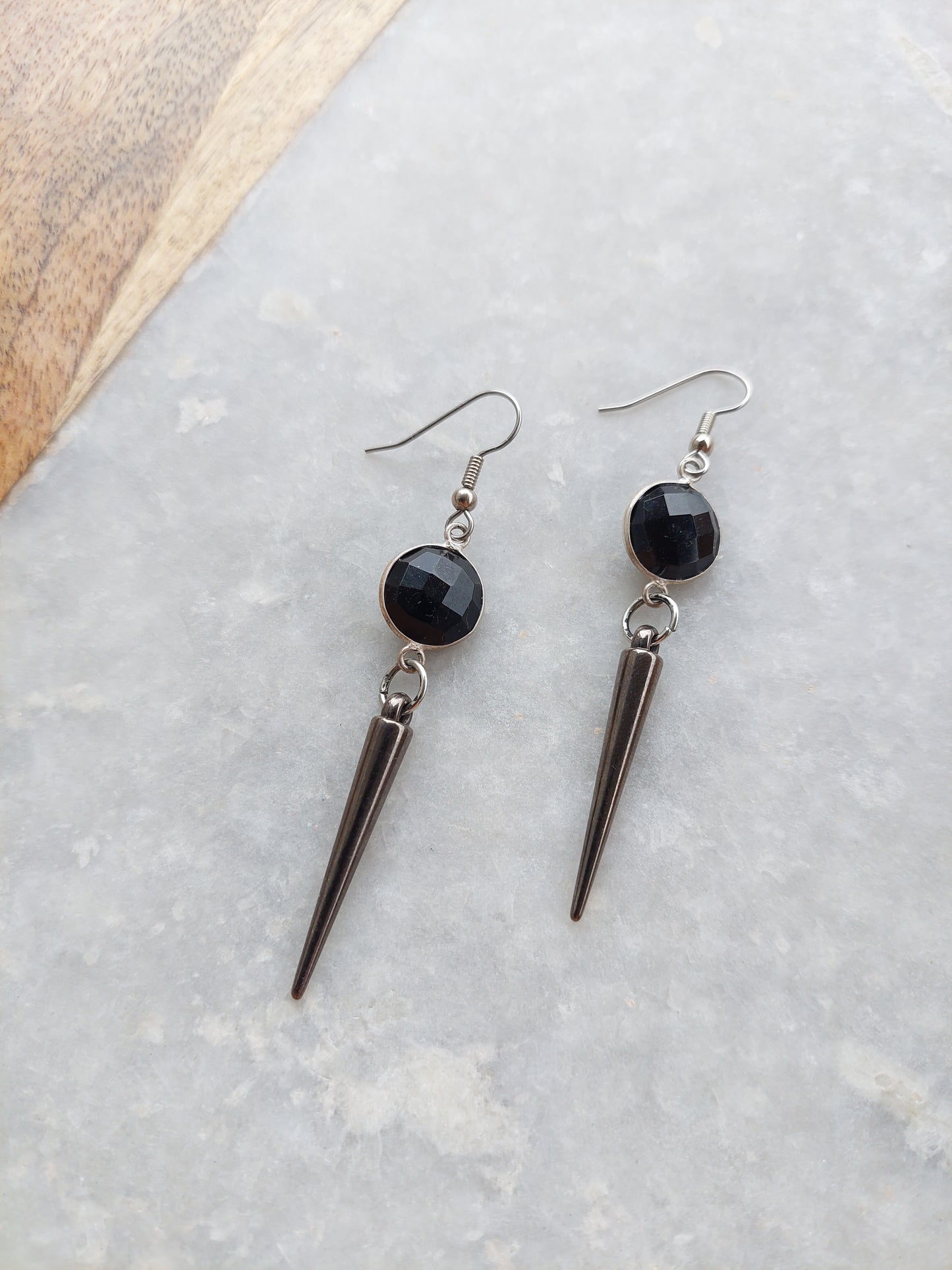 Black Onyx Spike Earrings