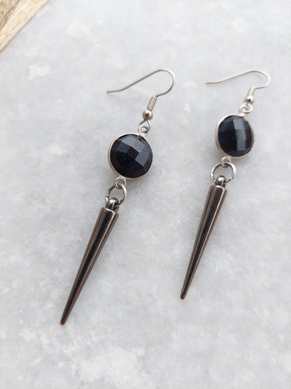 Black Onyx Spike Earrings