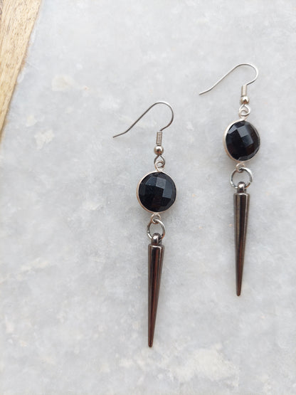 Black Onyx Spike Earrings