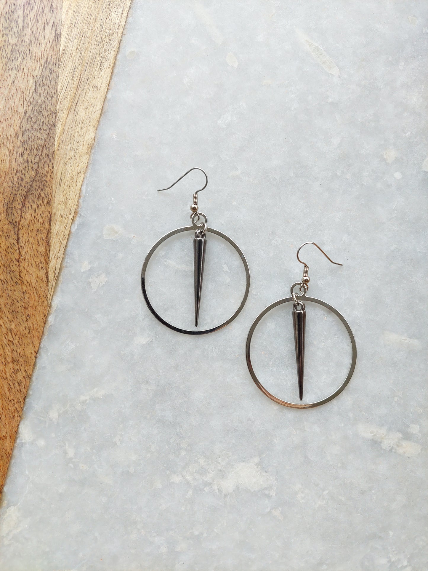 Gunmetal Spike Hoop Earrings