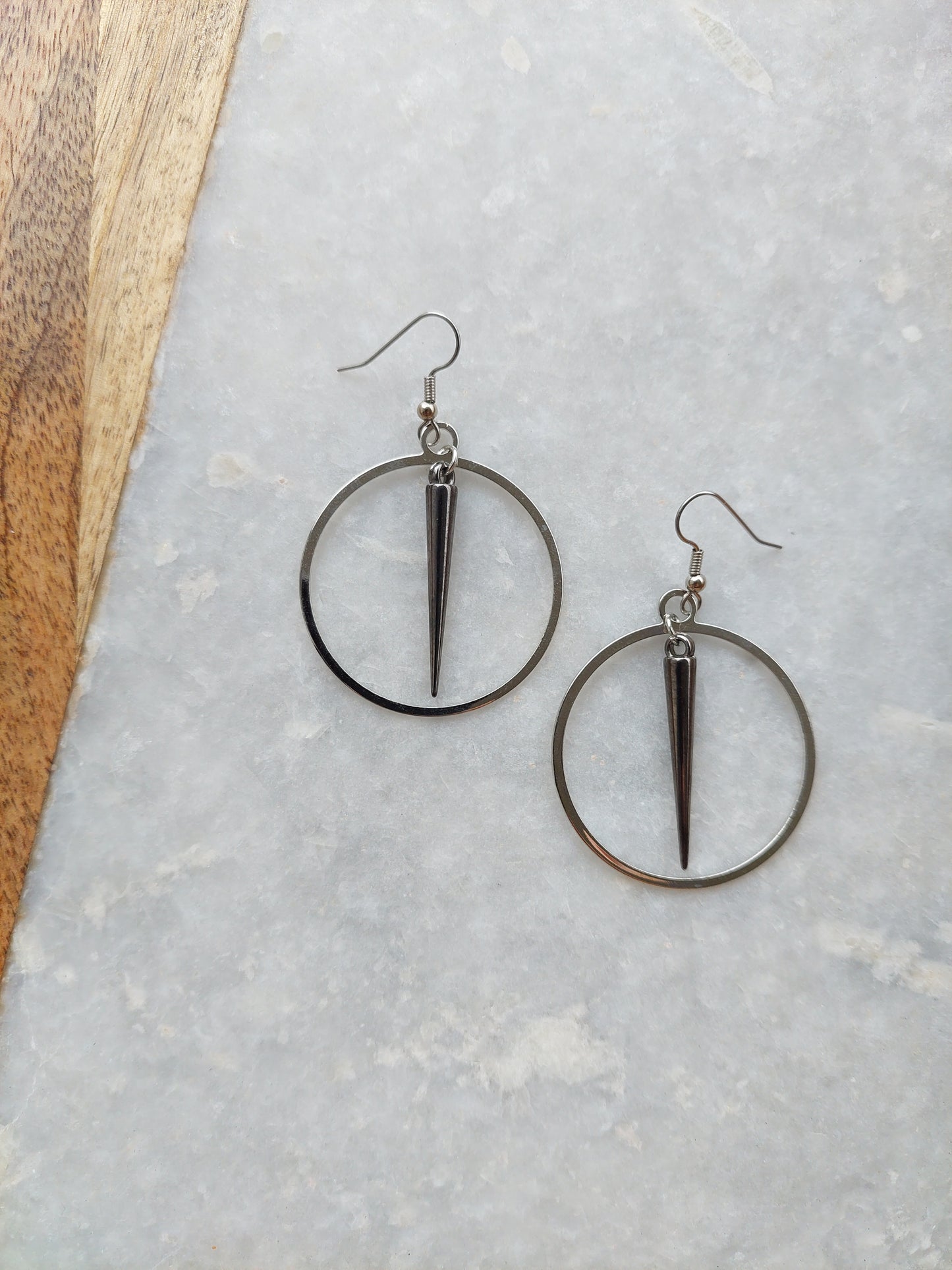 Gunmetal Spike Hoop Earrings