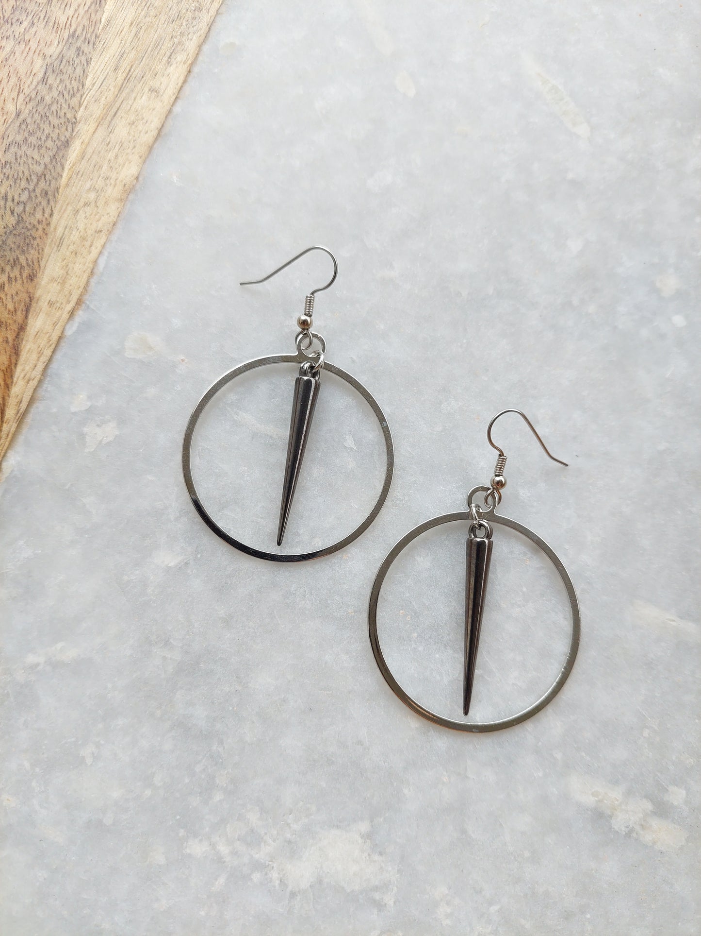 Gunmetal Spike Hoop Earrings