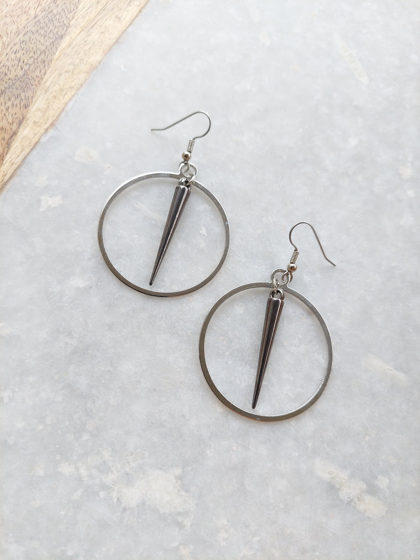 Gunmetal Spike Hoop Earrings