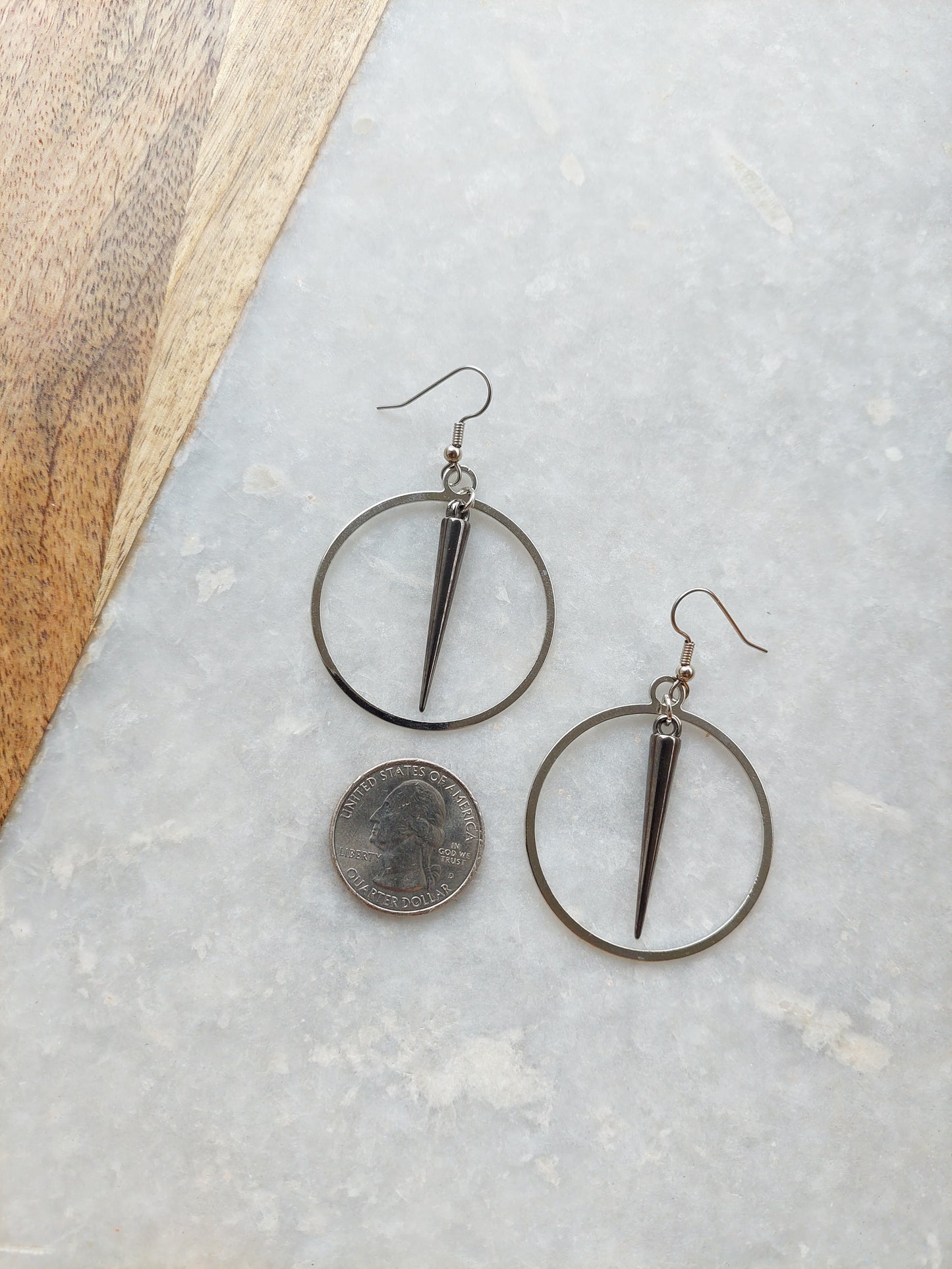 Gunmetal Spike Hoop Earrings