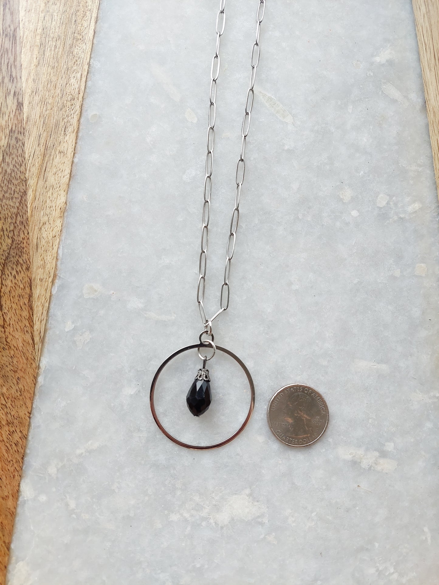 Black Glass Hoop Necklace