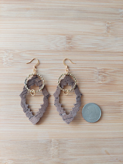 Cork Earrings with Textured Hoop