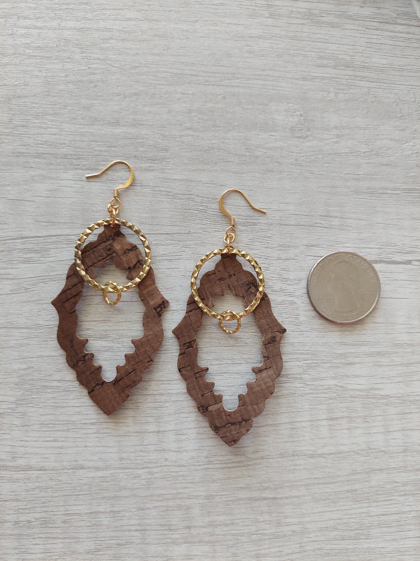 Cork Earrings with Textured Hoop