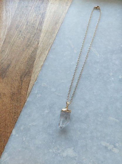 Raw-Cut Quartz Necklace