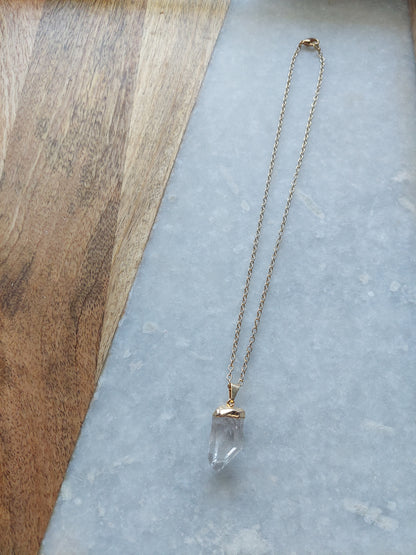 Raw-Cut Quartz Necklace