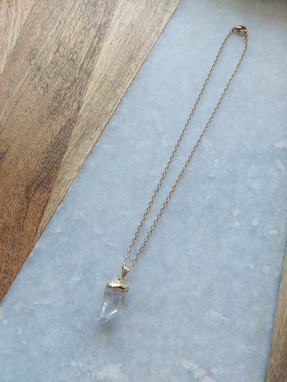 Raw-Cut Quartz Necklace