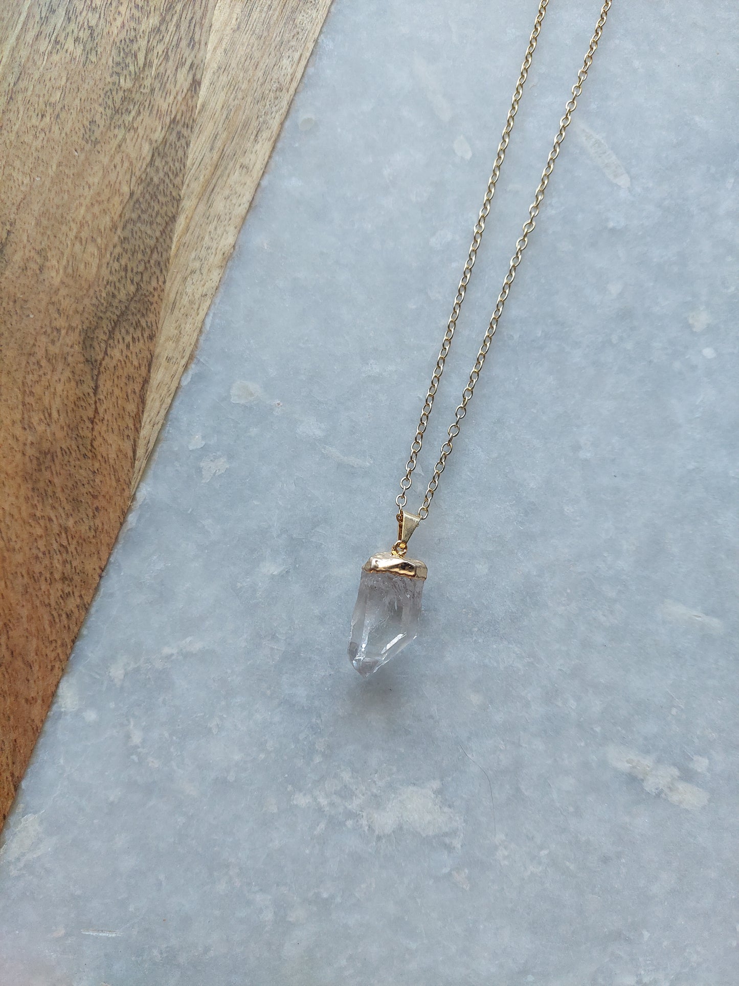 Raw-Cut Quartz Necklace