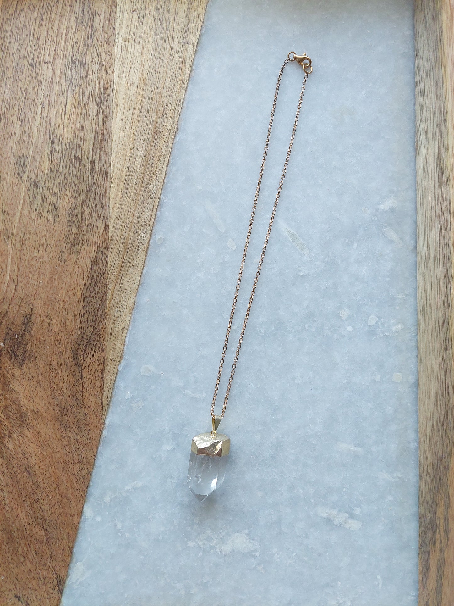 Raw-Cut Quartz Necklace