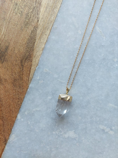 Raw-Cut Quartz Necklace