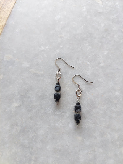 Snowflake Obsidian Earrings