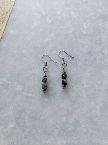 Snowflake Obsidian Earrings