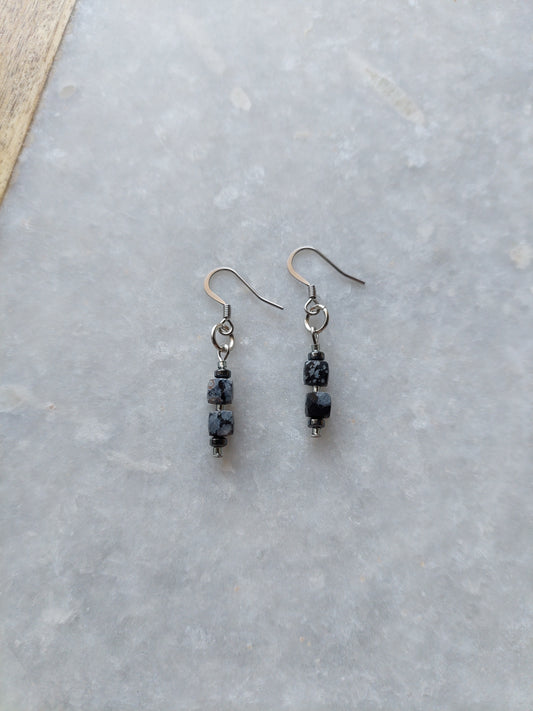 Snowflake Obsidian Earrings