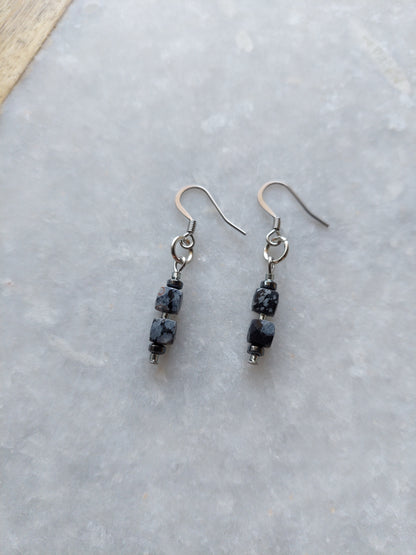 Snowflake Obsidian Earrings