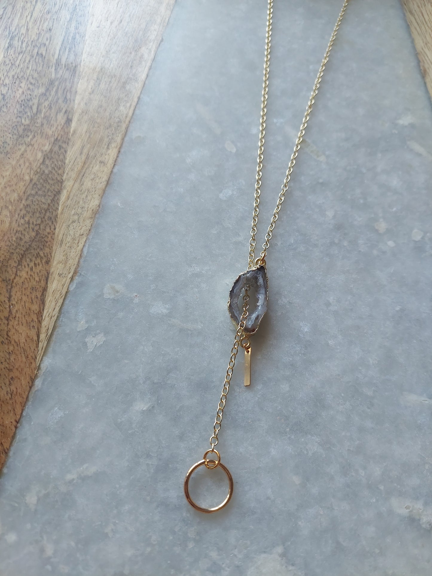 Adjustable Agate Lariat Necklace