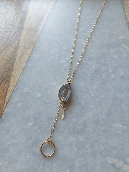 Adjustable Agate Lariat Necklace