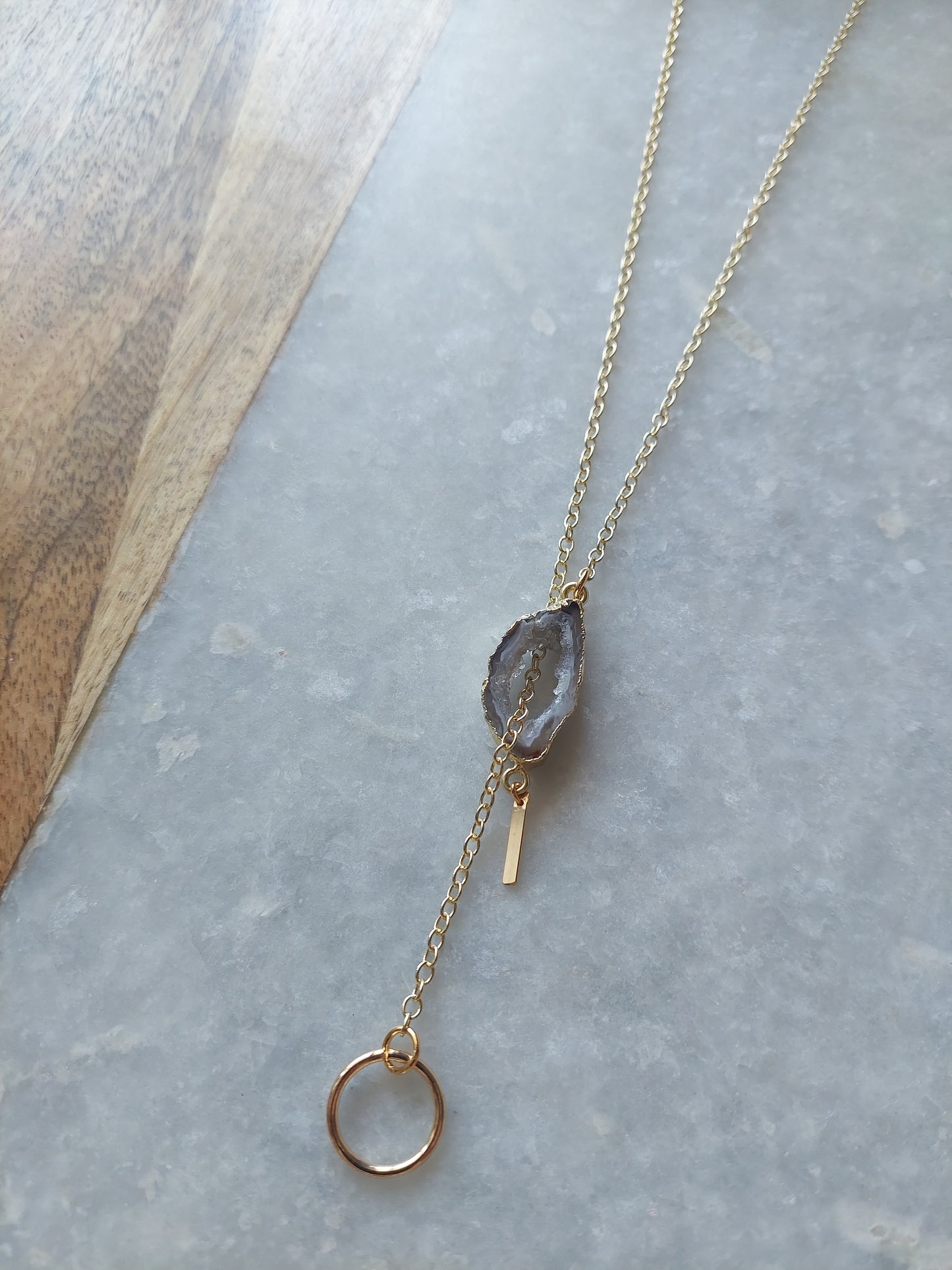 Adjustable Agate Lariat Necklace
