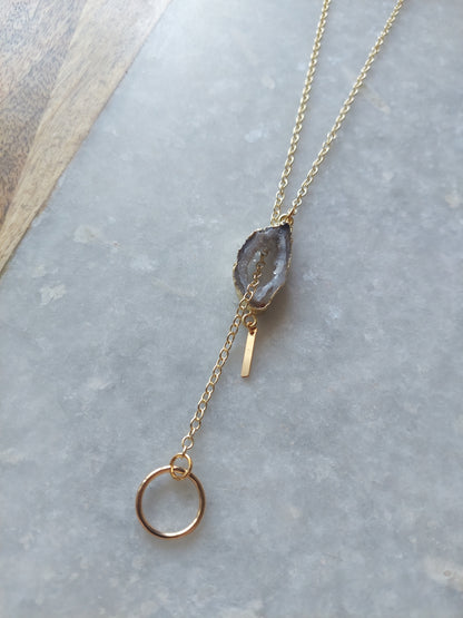 Adjustable Agate Lariat Necklace