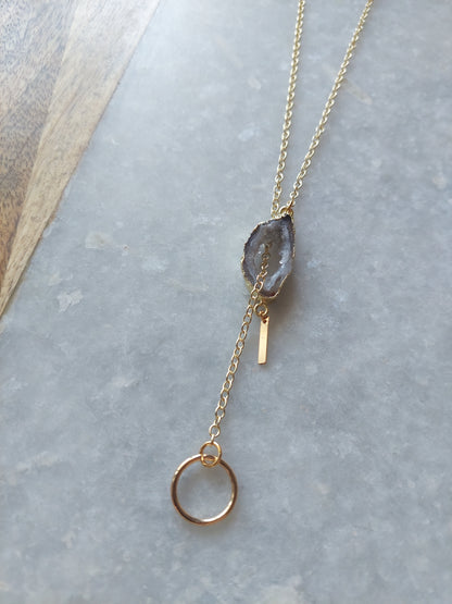 Adjustable Agate Lariat Necklace