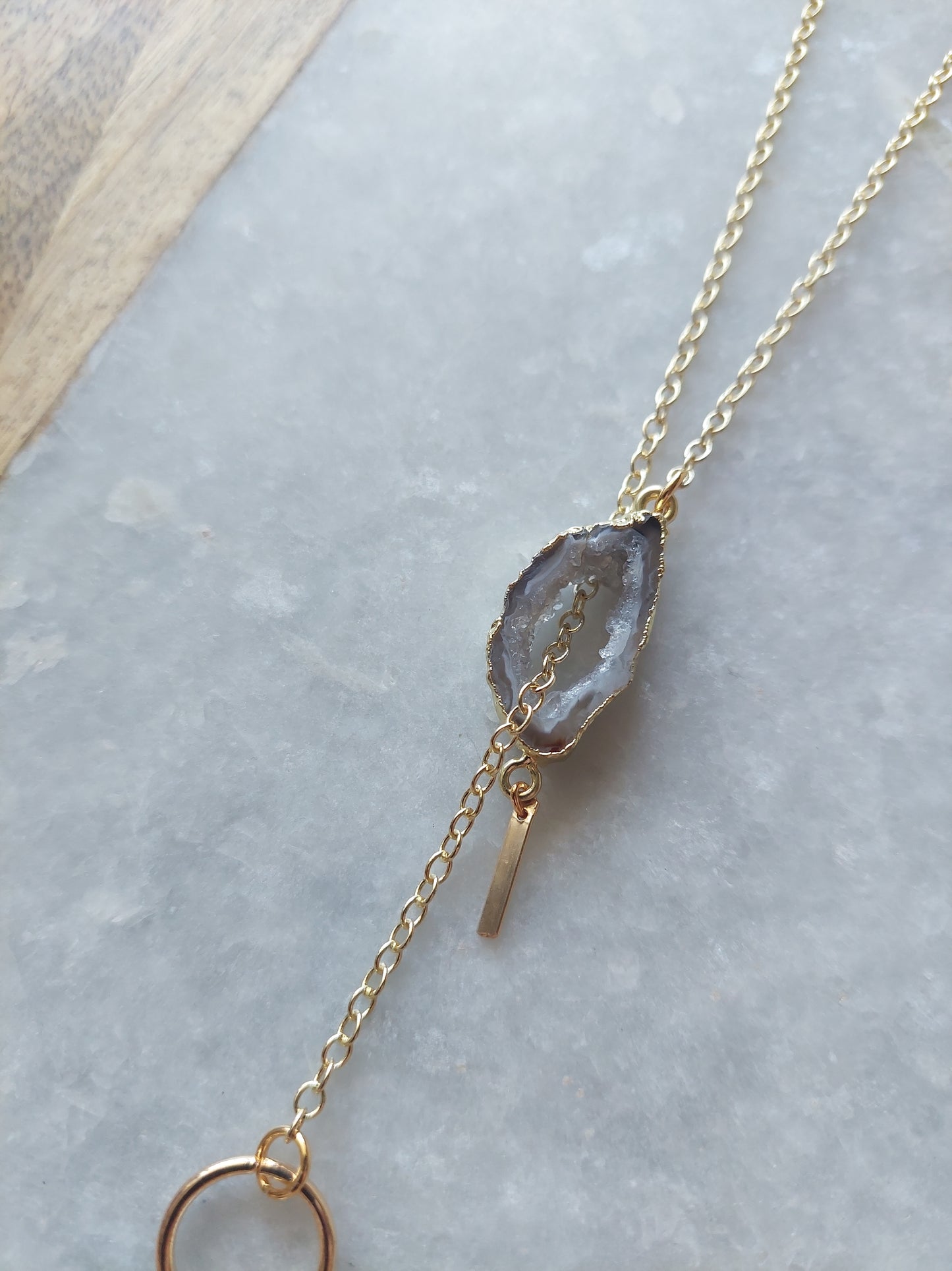 Adjustable Agate Lariat Necklace