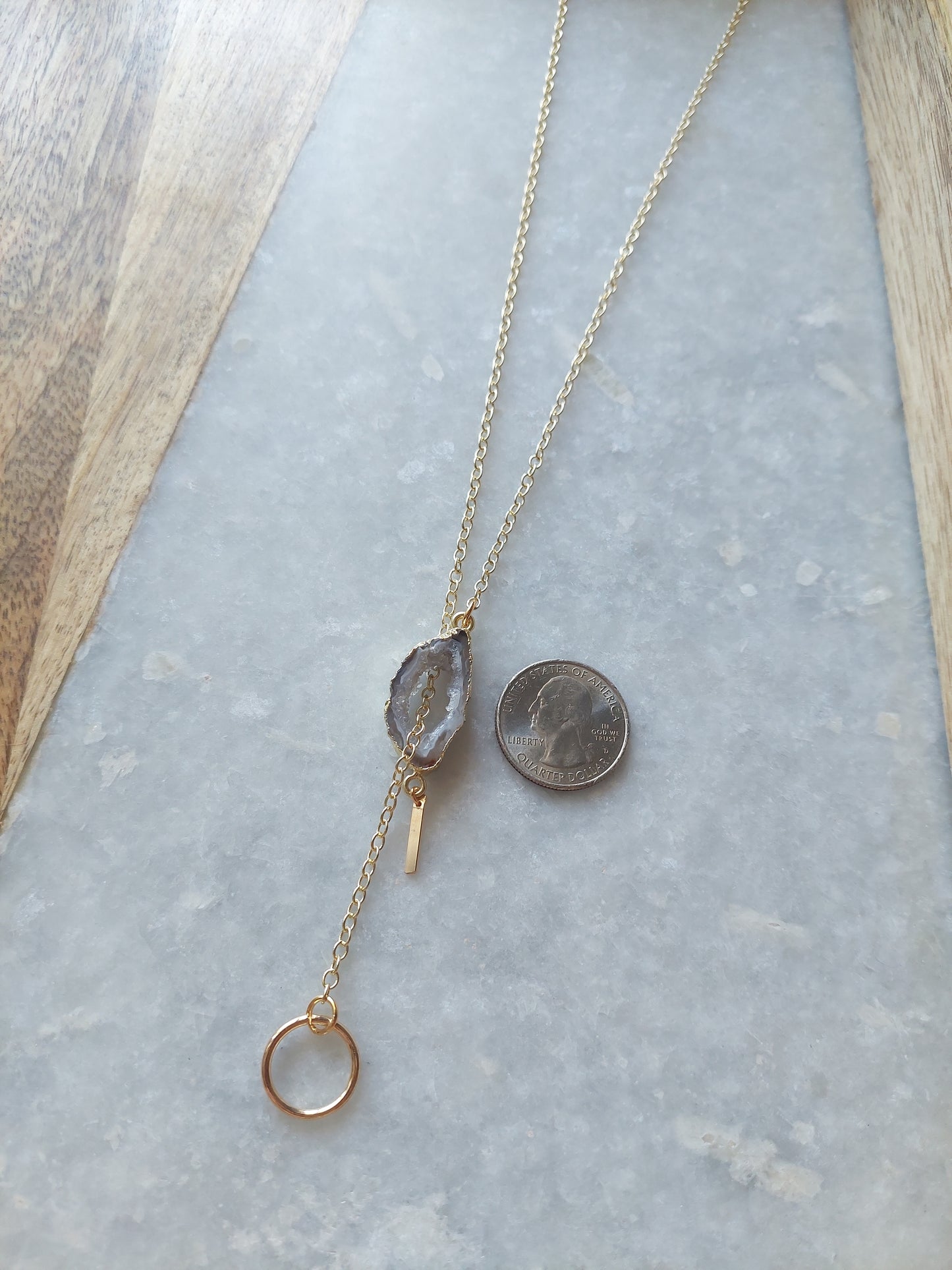 Adjustable Agate Lariat Necklace