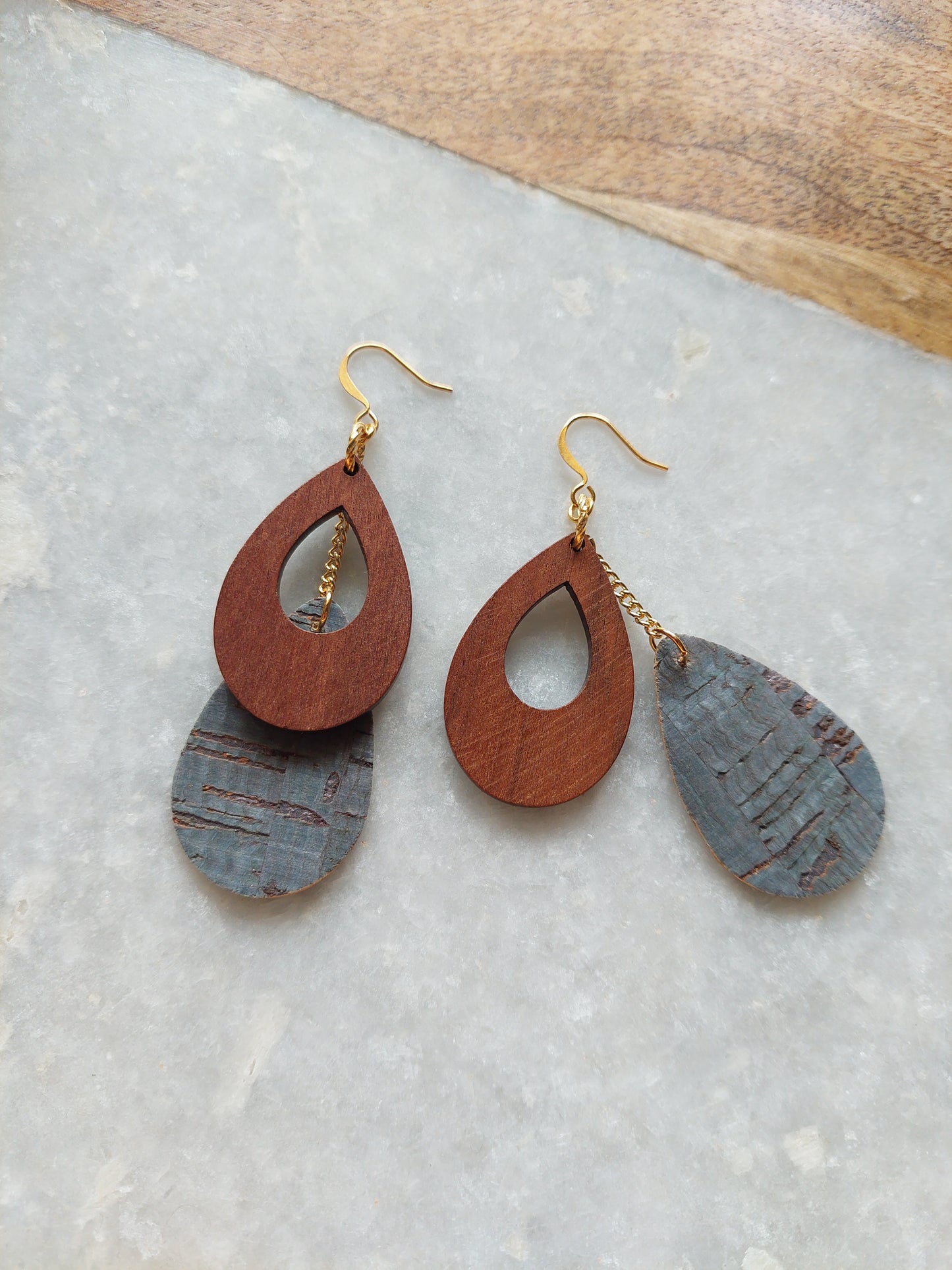 Cork and Wood Earrings