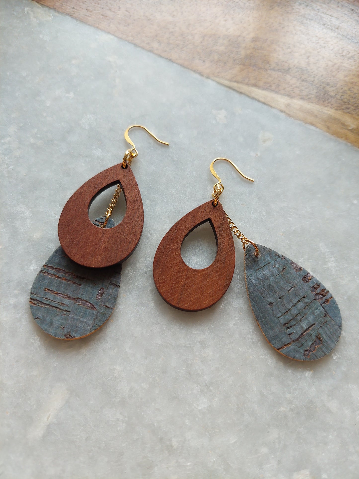 Cork and Wood Earrings
