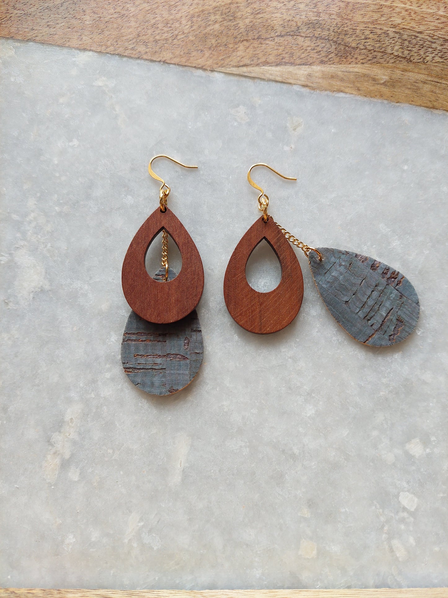 Cork and Wood Earrings