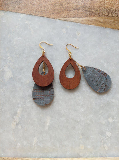 Cork and Wood Earrings