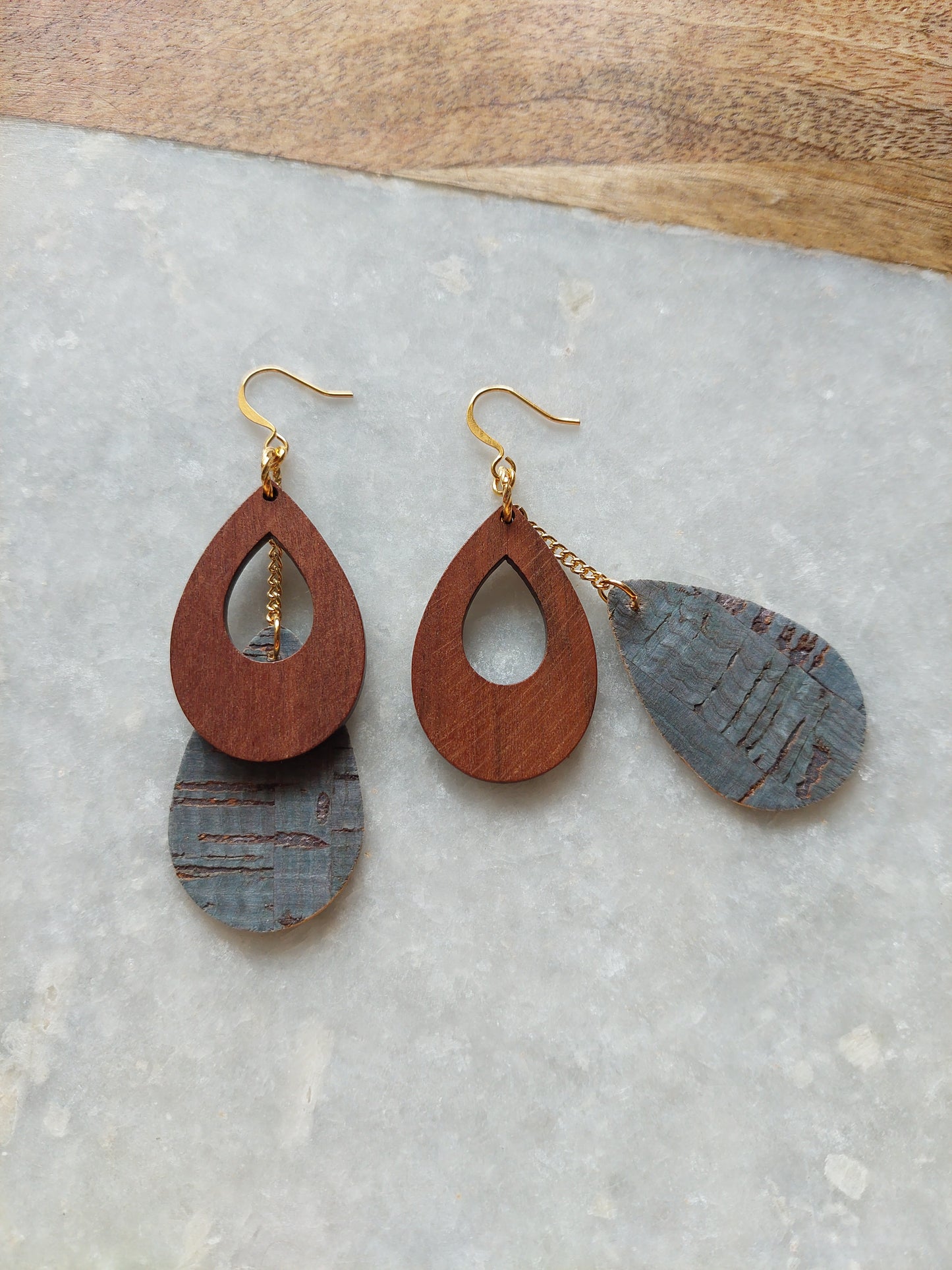 Cork and Wood Earrings