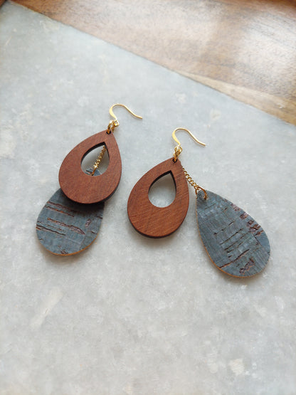 Cork and Wood Earrings