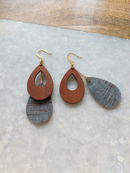 Cork and Wood Earrings