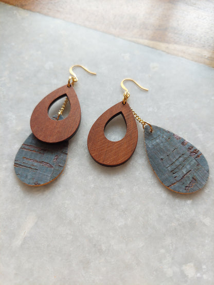 Cork and Wood Earrings