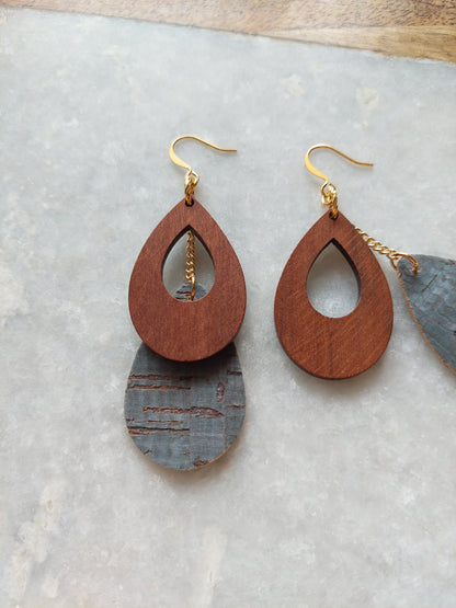Cork and Wood Earrings