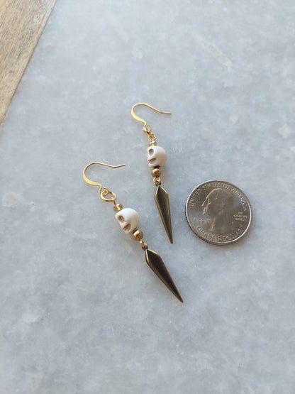 Stone Skull Earrings w/ Spike