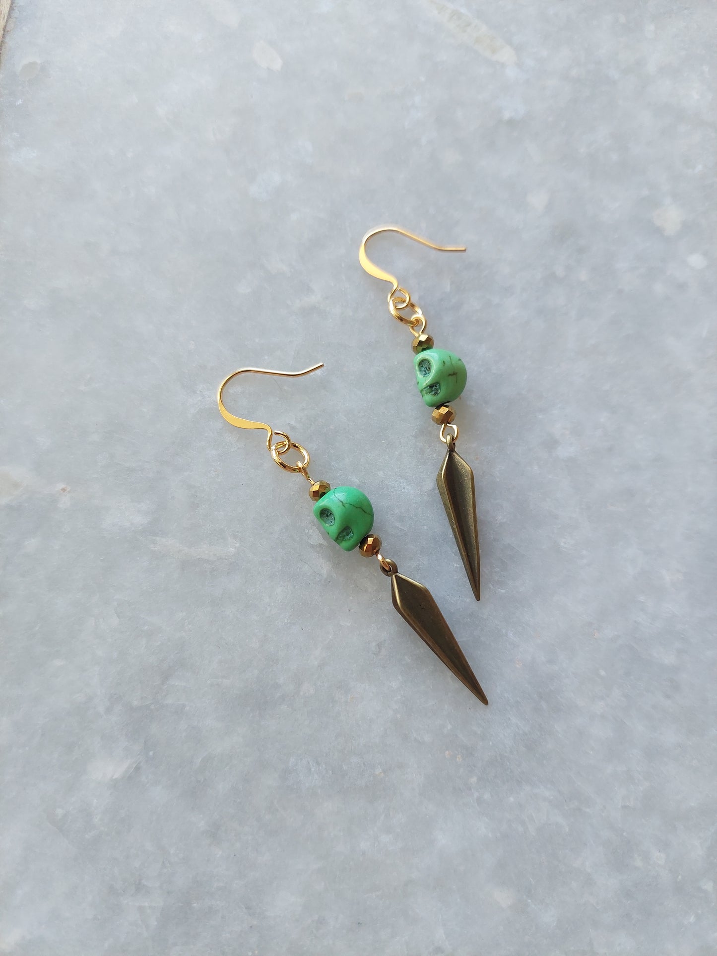 Stone Skull Earrings w/ Spike