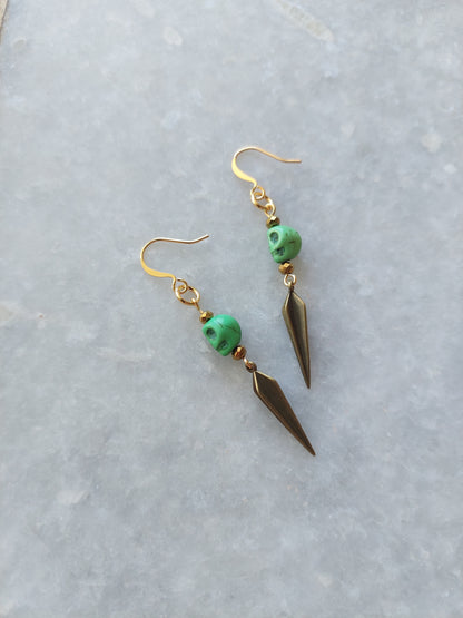 Stone Skull Earrings w/ Spike