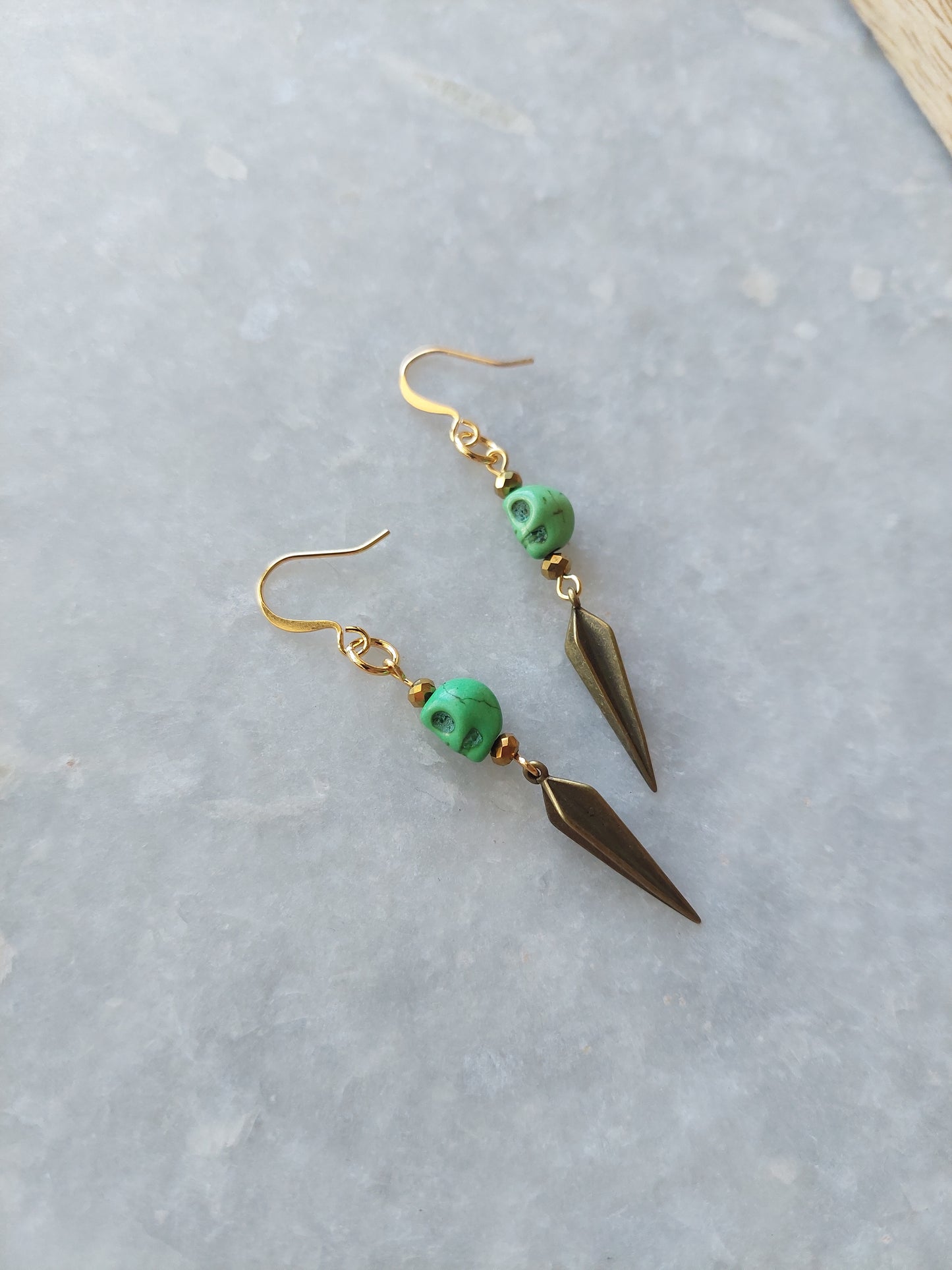 Stone Skull Earrings w/ Spike