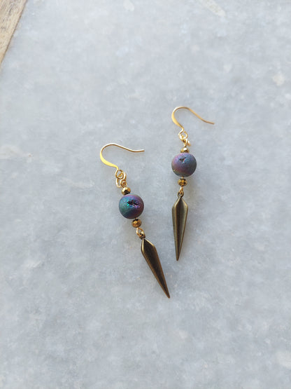 Druzy Spike Earrings