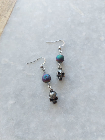 Druzy Skull Earrings