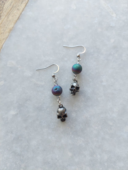 Druzy Skull Earrings