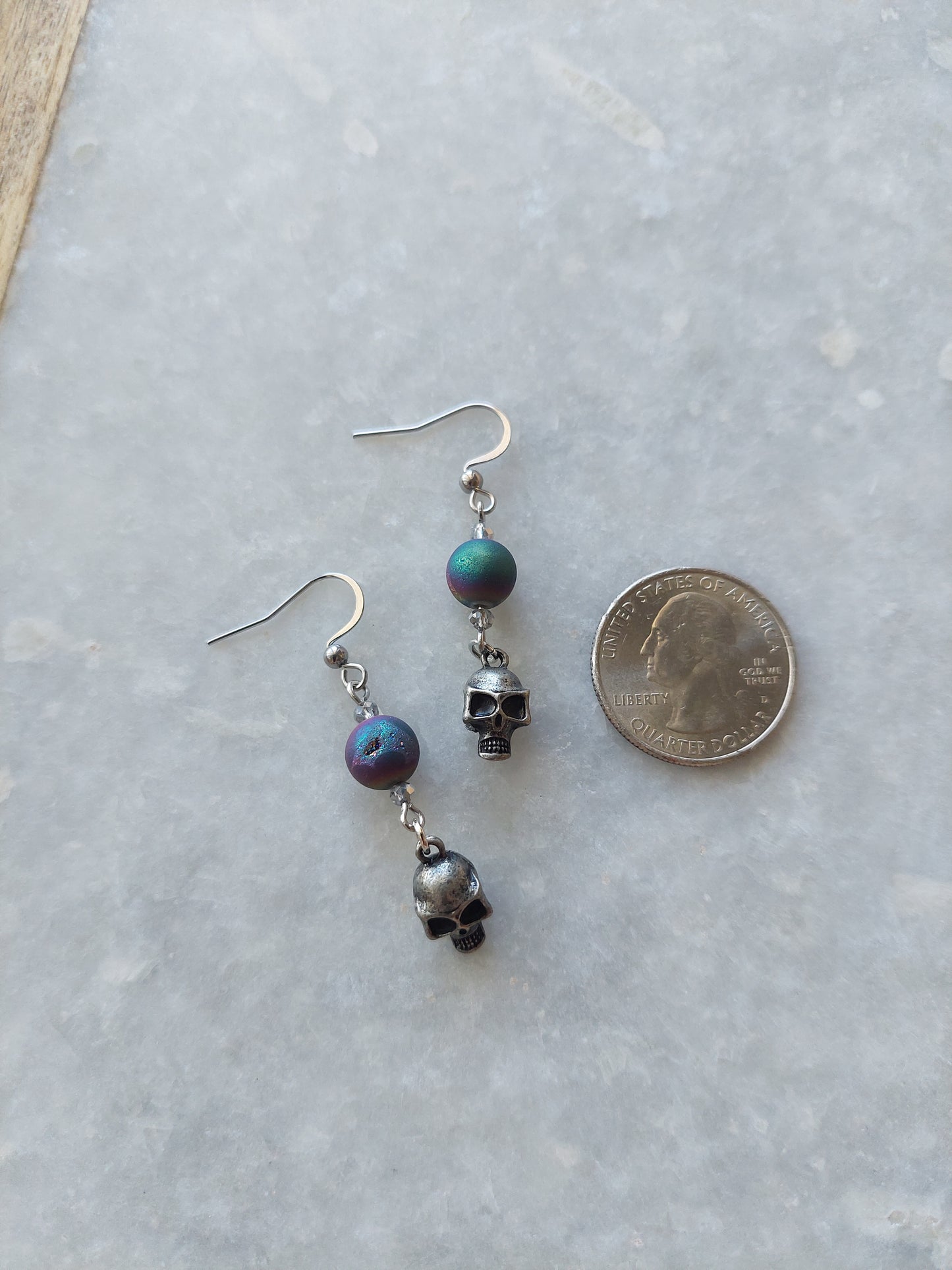 Druzy Skull Earrings