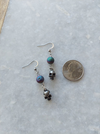Druzy Skull Earrings