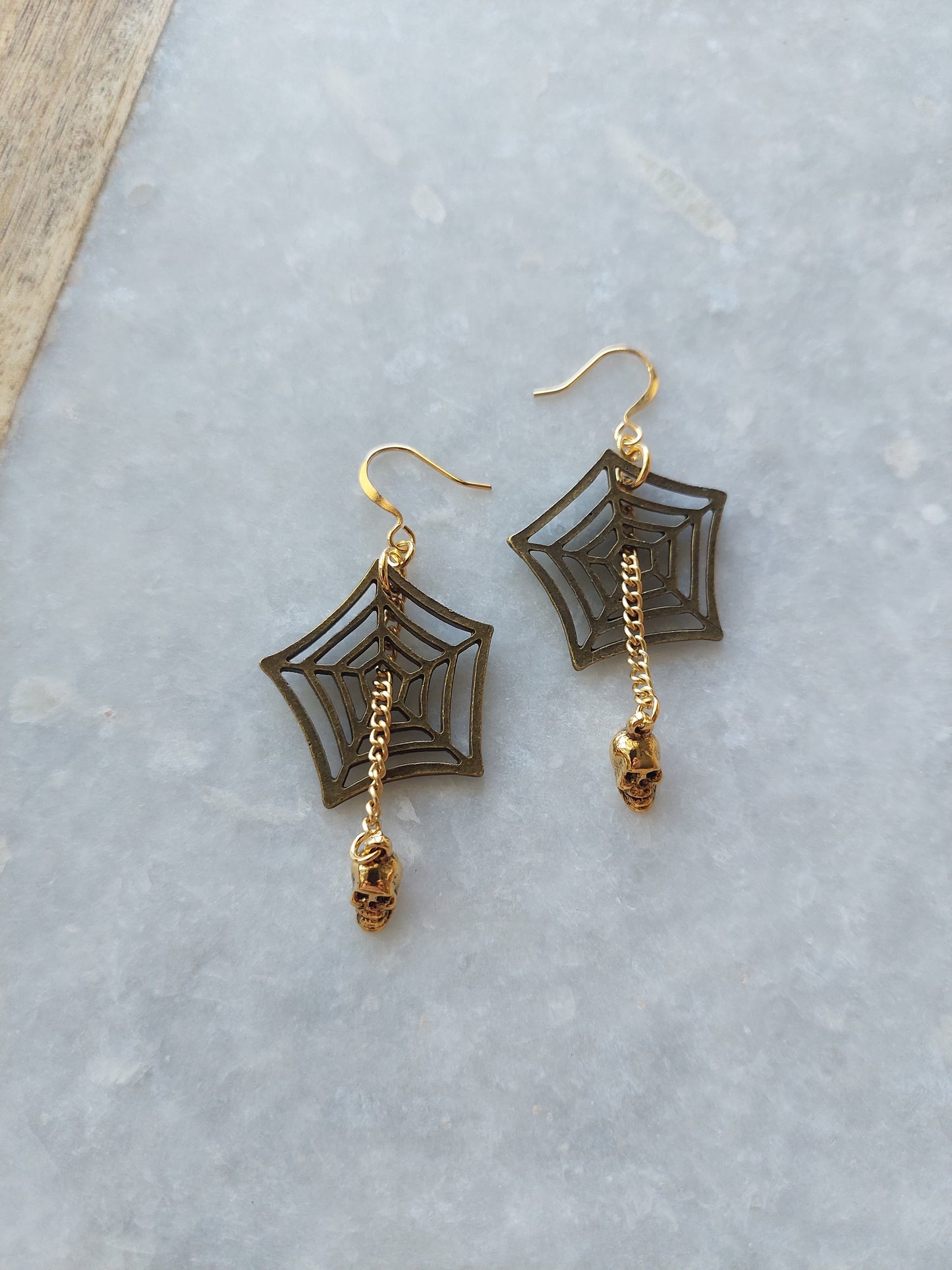 Spiderweb Earrings with Skull