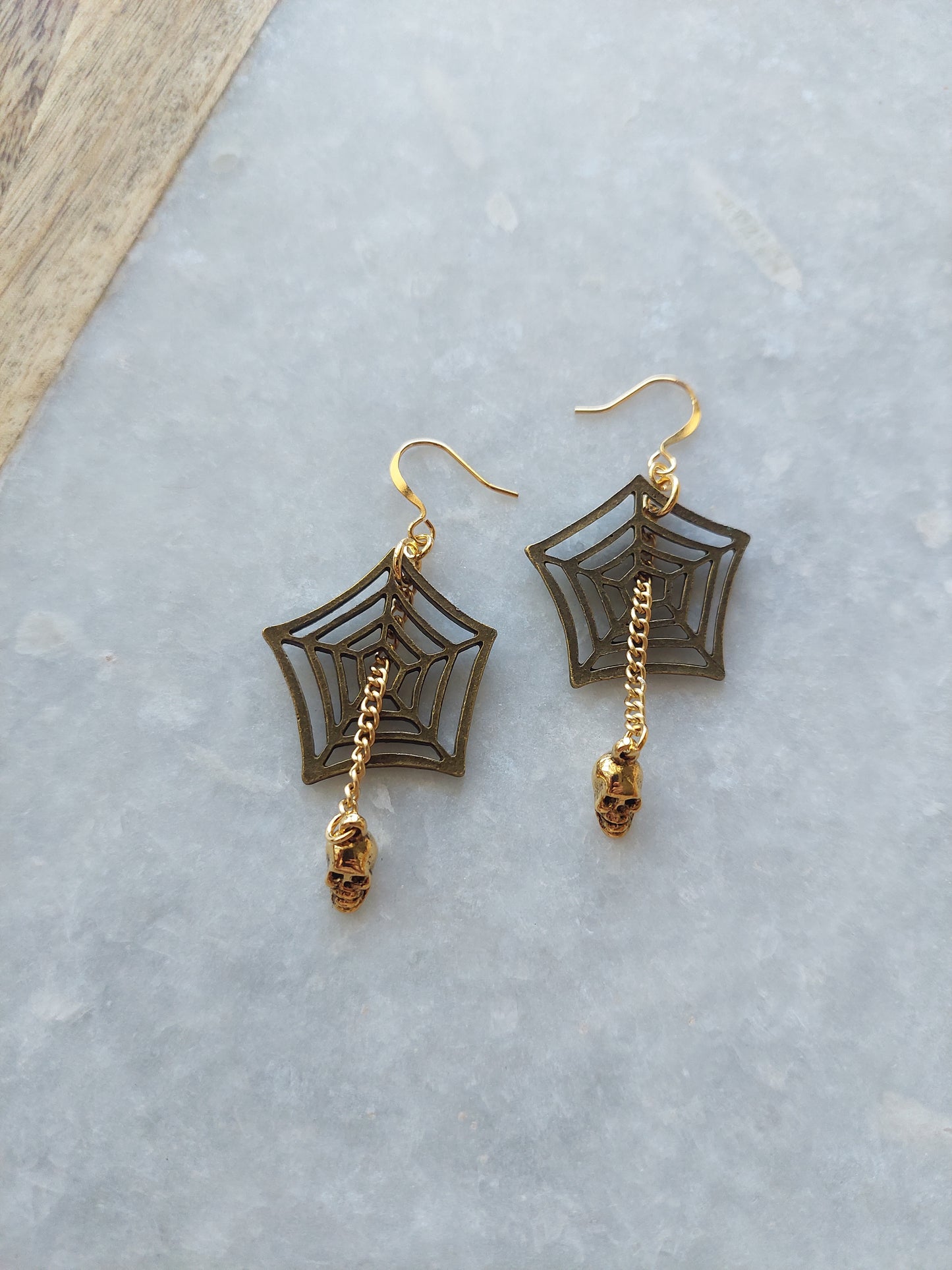 Spiderweb Earrings with Skull