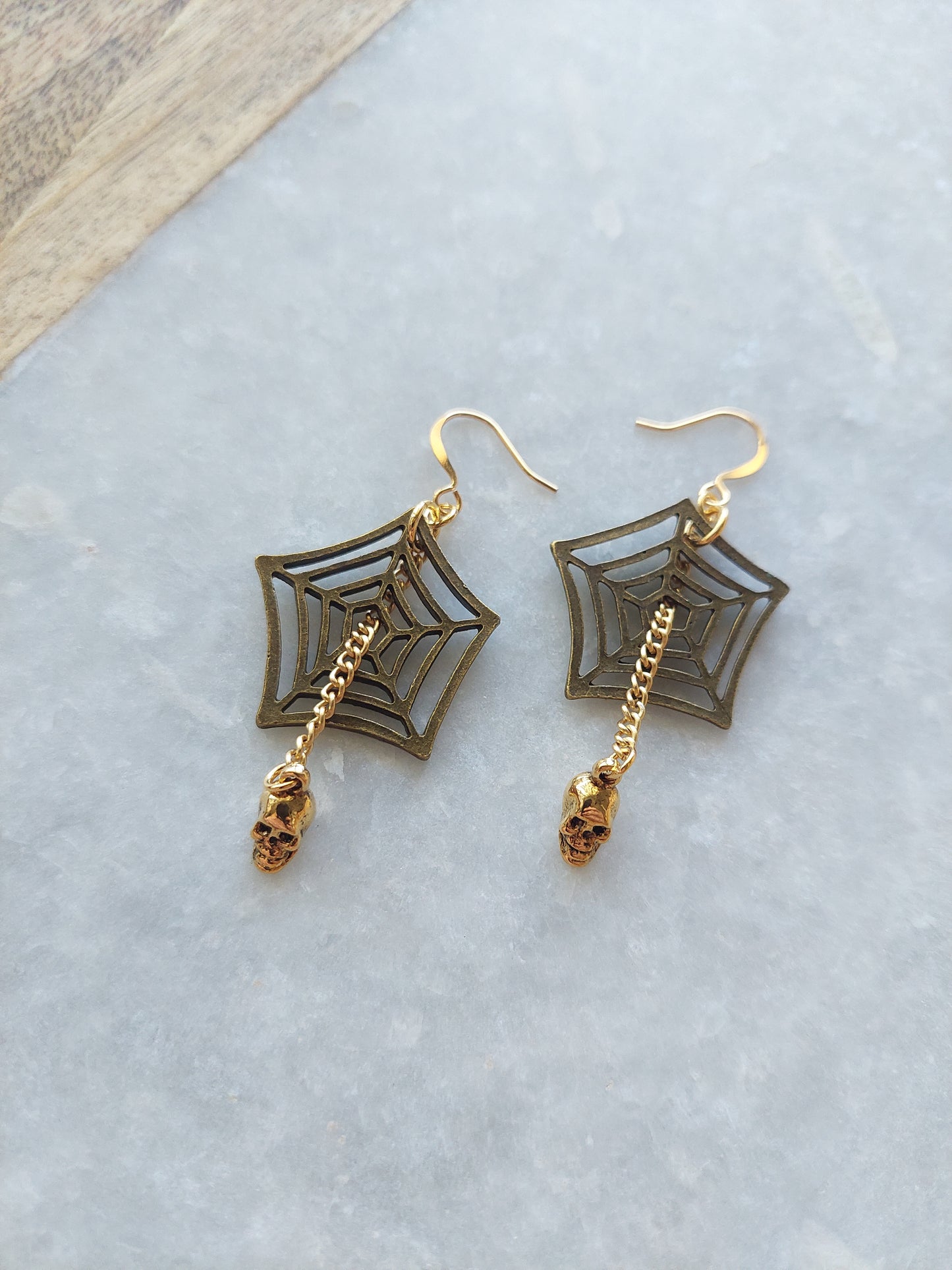 Spiderweb Earrings with Skull