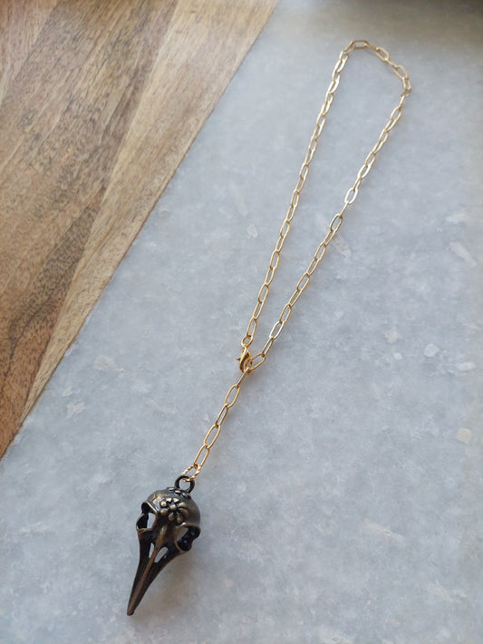 Adjustable Choker - Raven Skull